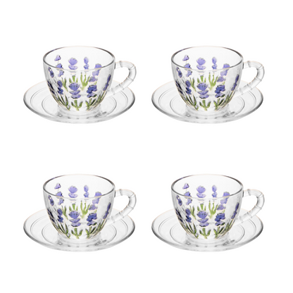 Kit 4 Xícaras de Café Cristal Lavanda 80ml