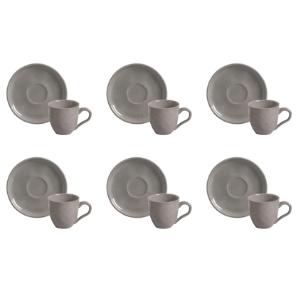 Jogo 6 Xícaras de Café com Pires Bruma Cerâmica 120ml