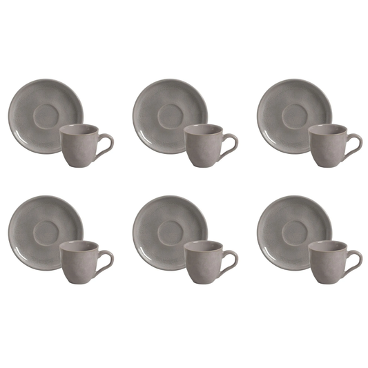 Jogo 6 Xícaras de Café com Pires Bruma Cerâmica 120ml