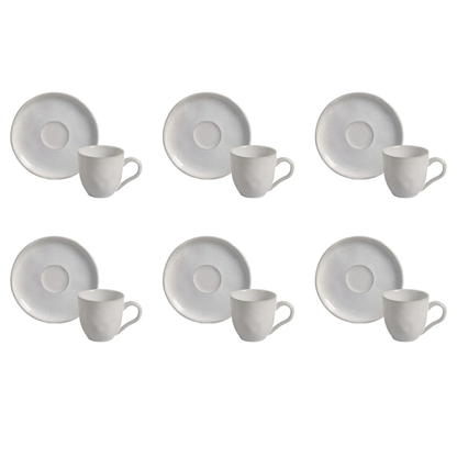 Jogo 6 Xícaras de Café com Pires Bio Luz de Cerâmica 120ml