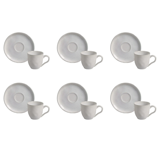 Jogo 6 Xícaras de Café com Pires Bio Luz de Cerâmica 120ml