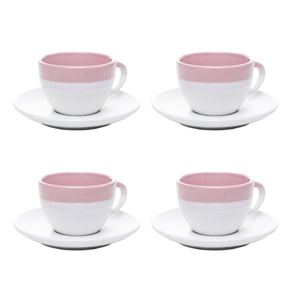 Jogo 4 Xícaras de Café com Pires Ombré Rosa 85ml